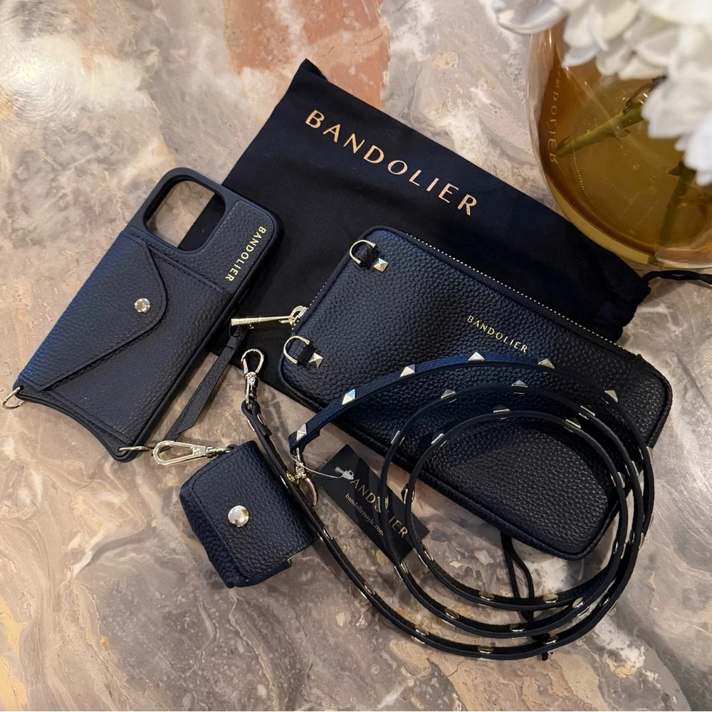 Bandolier iPhone 13 Pro Hailey Black Leather Phone Crossbody Case - Picture 6 of 6
